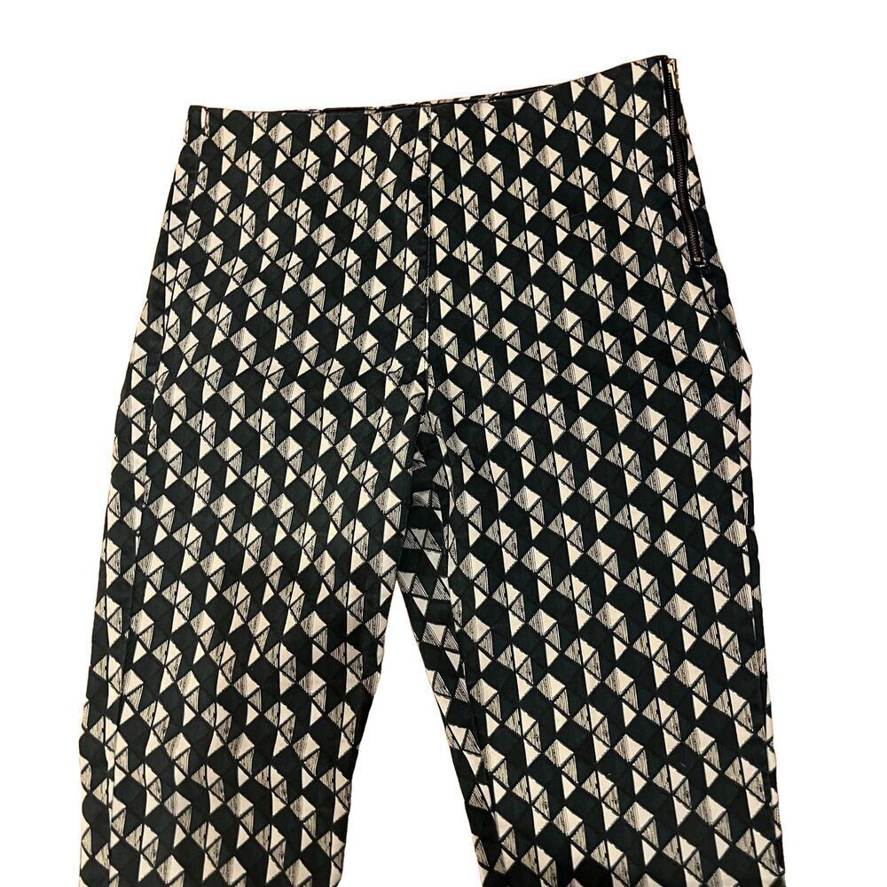 H&M Skinny Fit Geometric Print Pants Green Trousers Size 12 - Picture 8 of 11